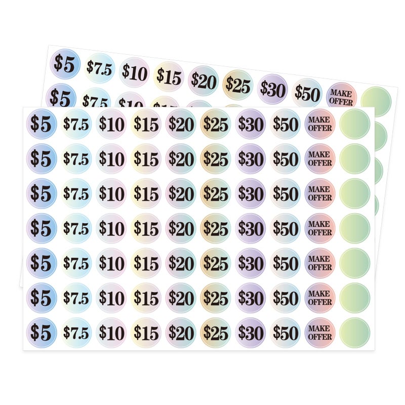 Starboling Garage Sale Stickers - 1400 Pcs, 1 Inch Big, Gradient Color Flea Market Pre-Printed Pricing Stickers - Image 1